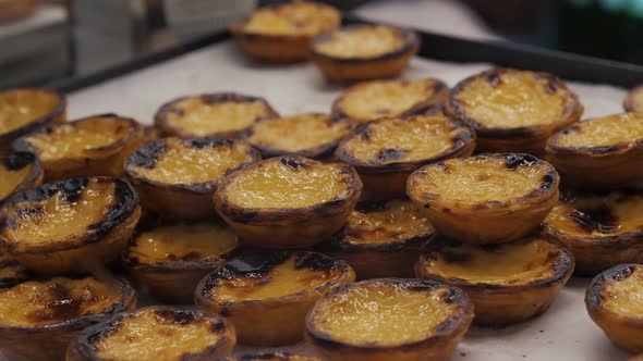 Traditional Portuguese Egg Hands Take Tart Pasty Cakes Dessert Pasteis De Nata with Different