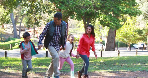 Family having picnic in the park