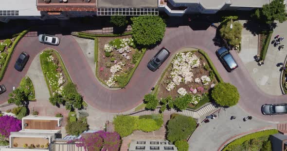 Zooming In to Curvy Lombard Street in San Francisco CA