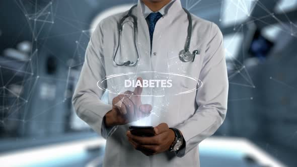 Diabetes Male Doctor Hologram Illness Word