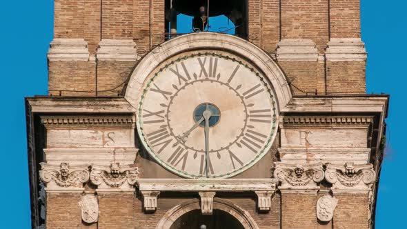 Clock Tower on Neo Classic Museums Buildings Timelapse