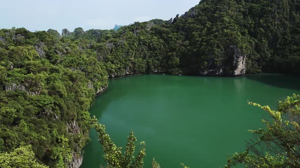 Thailand Landscape, Amazing Thai Islands Tropical Scenery of a Beautiful Emerald Green Lake and Rain