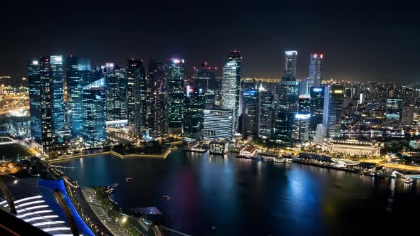 Singapore At Night City Skyline