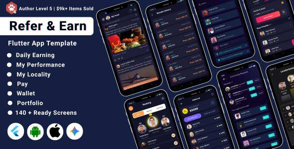 AI-Powered Earning Flutter App UI Kit | Refer & Lottery Earn App