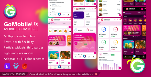 GoMobileUX eCommerce UI Template - Bootstrap 5 HTML React Framework7 native web app