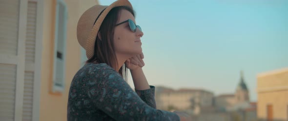 Woman enjoying vacation, close up