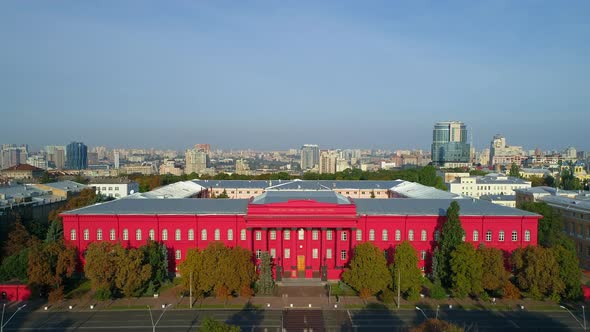 Aerial View Building Kyiv National University of Taras Shevchenko on a Sunny Day