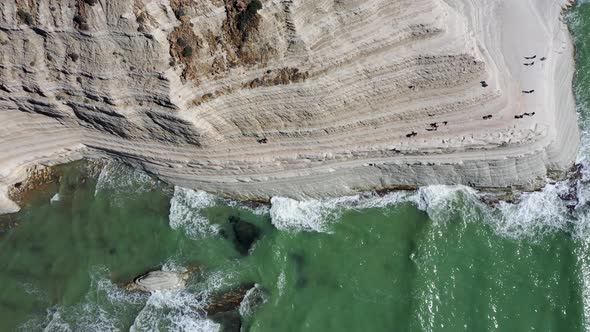 Aerial View of Scala Dei Turchi with a Sunny Day. Island of Sicily Italy