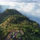 Aerial landscape view of campsite on mountain peak and the sea of fog by drone - VideoHive Item for Sale