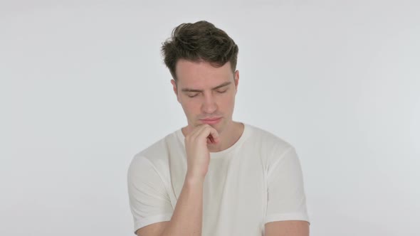 Sleeping Young Man on White Background