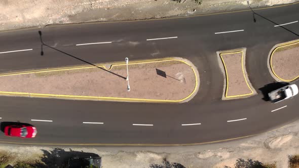 drone overhead shot, overhead aerial view of a road, travel concept