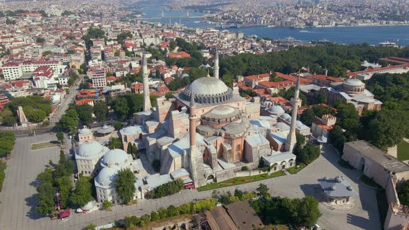 Hagia Sophia with the Golden Horn in the background