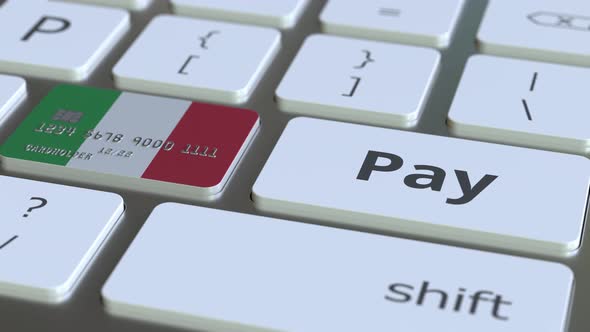 Bank Card with Flag of Italy As a Key on a Keyboard