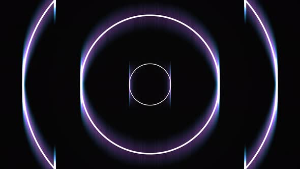 Glowing circle frames widen and moving fast one by one