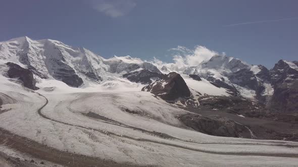 View Of The Glacier Under Pizzo Palù And Pizzo Bernina