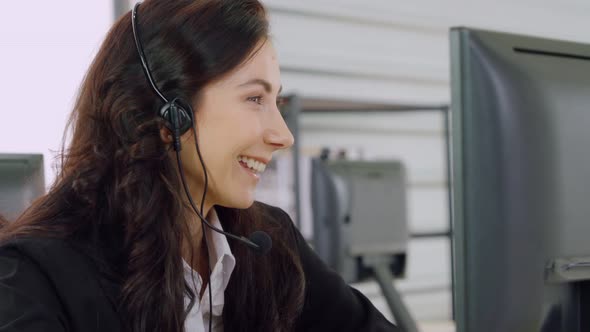 Business People Wearing Headset Working in Office