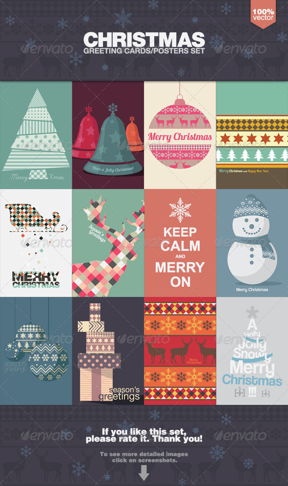 Christmas Greeting Cards and Posters Set