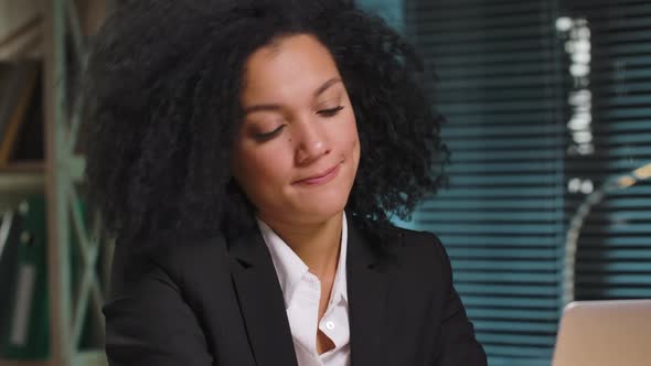 Portrait of Tired African American Woman Closes His Eyes and Falls Asleep