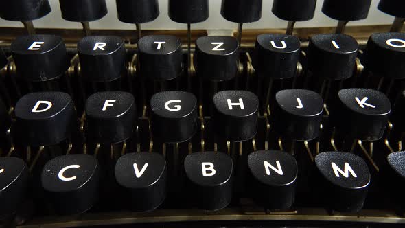 Vintage typewriter keys closeup.