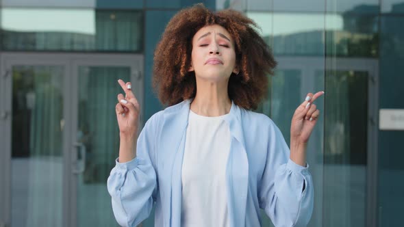 Outdoors Portrait Female Hopeful Lady African American Girl Afro Woman Standing on City Building