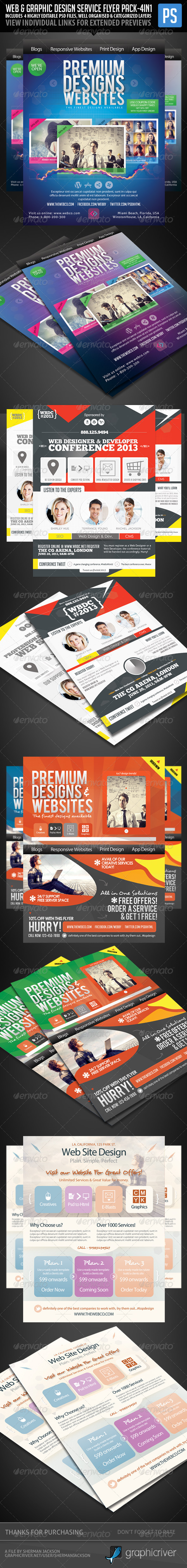 Web & Graphic Design Service Flyer Pack (4in1)