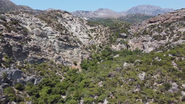 Greece Crete Landscape with Olive Trees and Tiny Mountain Village