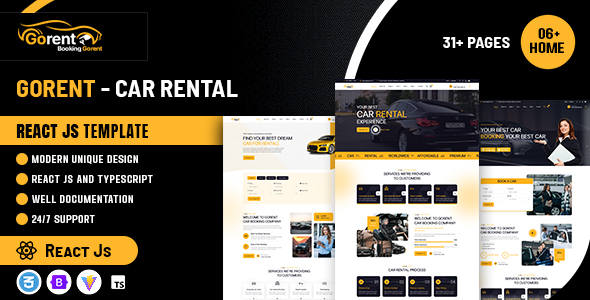 Gorent - Car Rental React JS Website Template