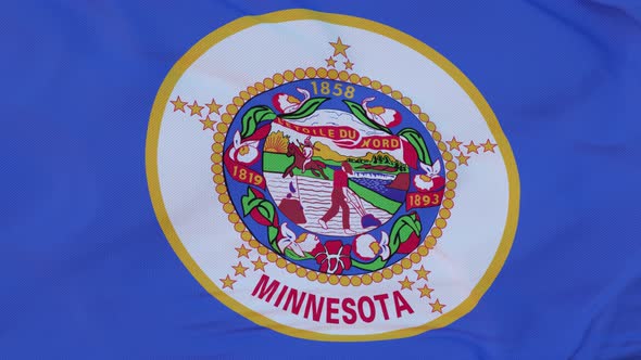 Flag of Minnesota State Region of the United States Waving at Wind
