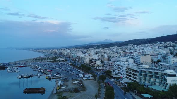 Seaside European City in the Evening the Sea and the House the Air View