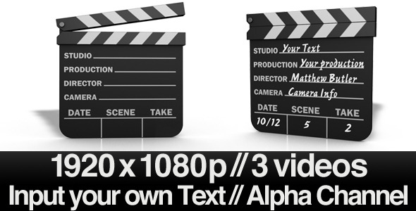 Movie Clapper Board Series of 3 + Alpha & AE File