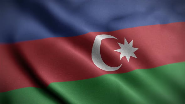 Azerbaijan Flag Closeup Blowing In Wind