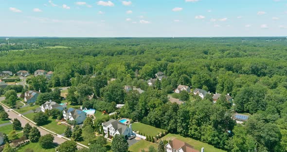 Aerial View with Residential Sleeping Area Street the a Monroe Town Area in New Jersey US