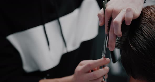 Men's Haircut. Close-up.