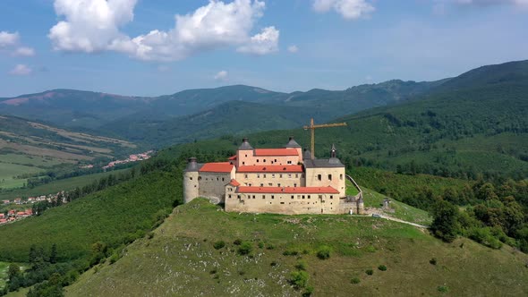 Aerial view of Krasna Horka castle in Slovakia