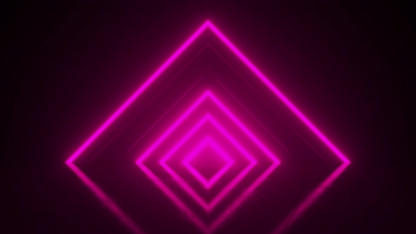 Pyramid consisting of pink neon glowing light stripes