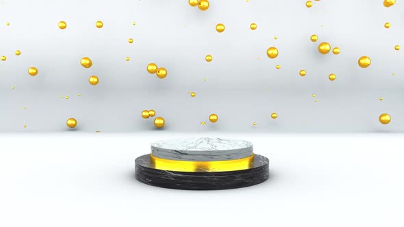 Marble Pedestal with Golden Bubbles