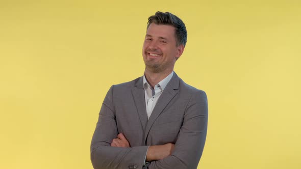 Close-up of Elegant Young Man Started Laughing To the Camera