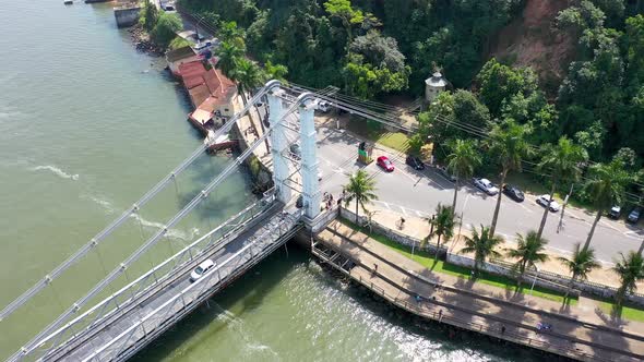 Panorama landscape of coast city of Sao Vicente, state of Sao Paulo, Brazil.