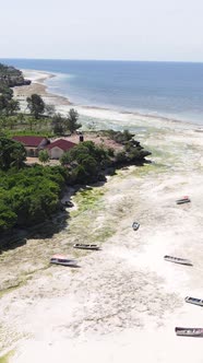 Vertical Video of Low Tide in the Ocean Near the Coast of Zanzibar Tanzania