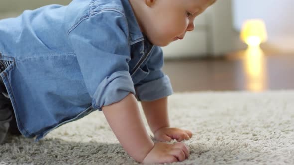 Caucasian Baby Crawling on All Fours