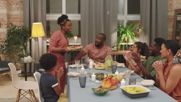 Big Afro Family Having Dinner Together