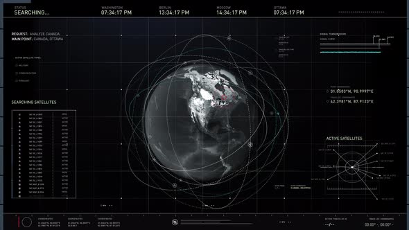 Advanced system of spy technology analyzes the data from the satellite camera alt
