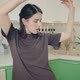 Young Woman in Tshirt Make Fun Singing and Dancing While Baking at Home Kitchen - VideoHive Item for Sale