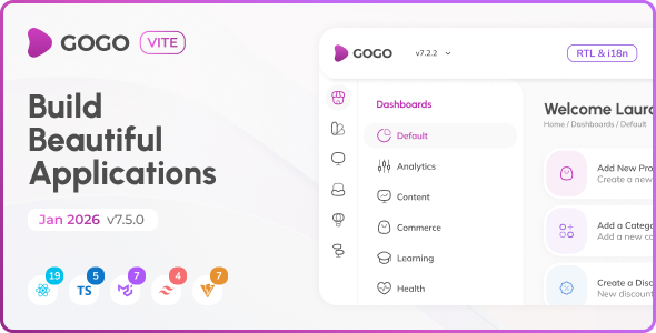 Gogo - Vite React Admin Dashboard (React 19)