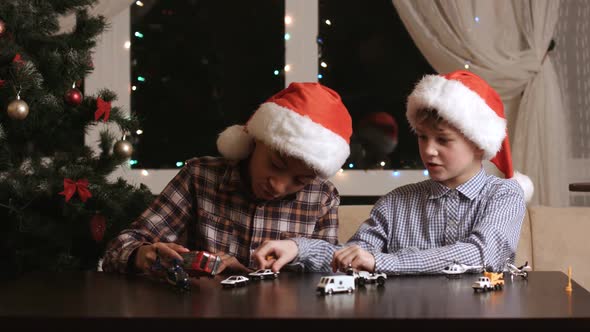 Boys with Toys on Christmas.