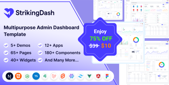 StrikingDash | React, Next.js, Vue, Laravel, NodeJS, Bootstrap Multipurpose Admin Dashboard Template