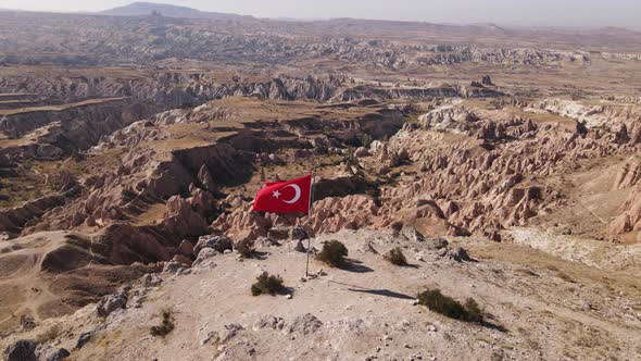 Aerial View Flag Turkey Cappadocia
