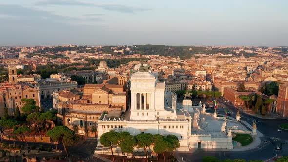 Aerial view of Vittoriano, famous landmark in Rome, Italy