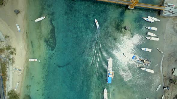 Bird's Eye View of Yellow Bridge Connecting Nusa Lembongan and Cennigan Islands