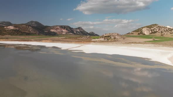 Aerial View of the Soda Lake Yarisli Golu Near Salda Lake Turkey